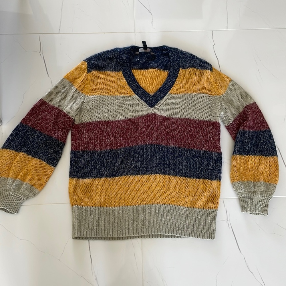 BCBG Striped Puffsleeve Sweater